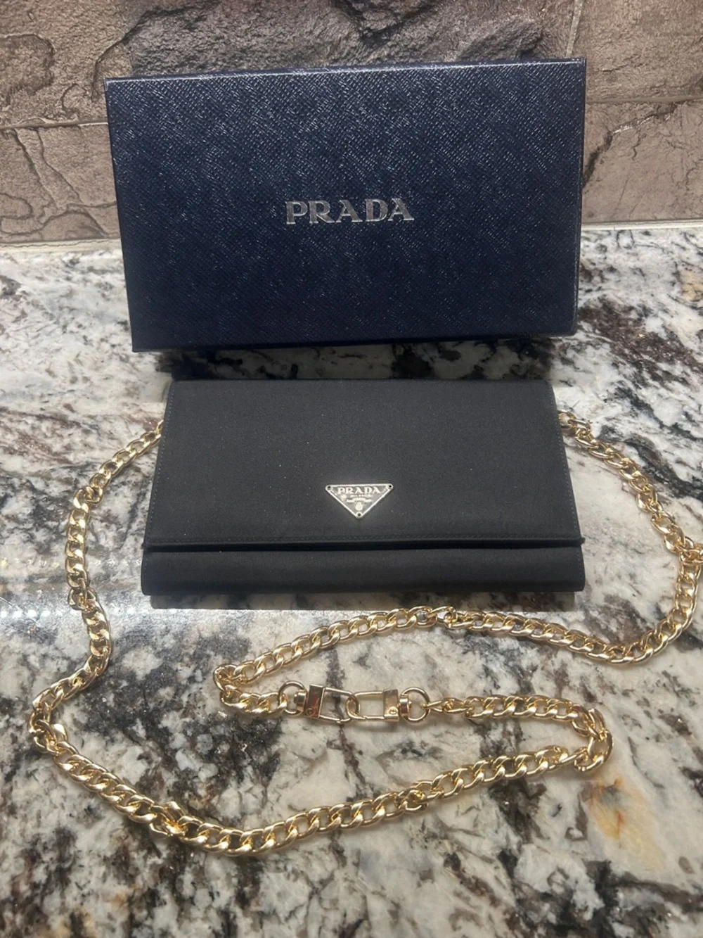 Prada Black Wallet on Chain with Gold Hardware COA and box - Picture 2 of 16